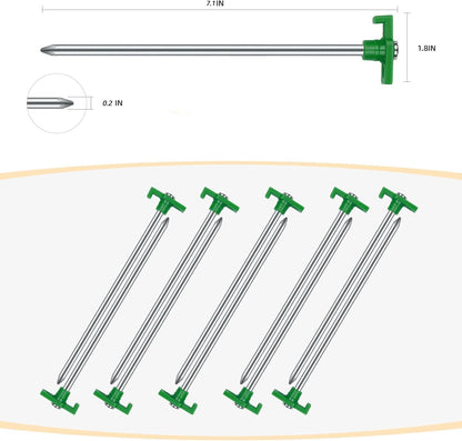 12 Pack Tent Stakes Heavy Duty Camping Stakes, 7.1inch Non-Rust Metal Tent Pegs with Storage Bag Ground Stakes Tent Spikes Camping,Garden,Hiking Orange (Orange 12pcs, 7.1IN)