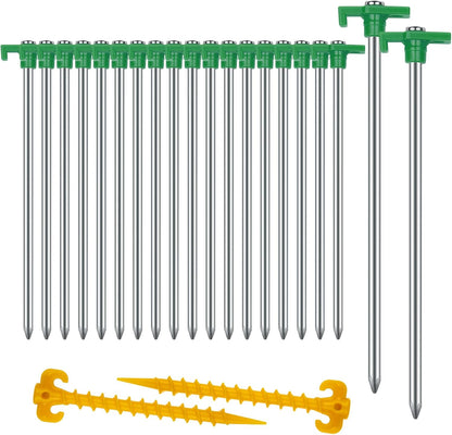 12 Pack Tent Stakes Heavy Duty Camping Stakes, 7.1inch Non-Rust Metal Tent Pegs with Storage Bag Ground Stakes Tent Spikes Camping,Garden,Hiking Orange (Orange 12pcs, 7.1IN)