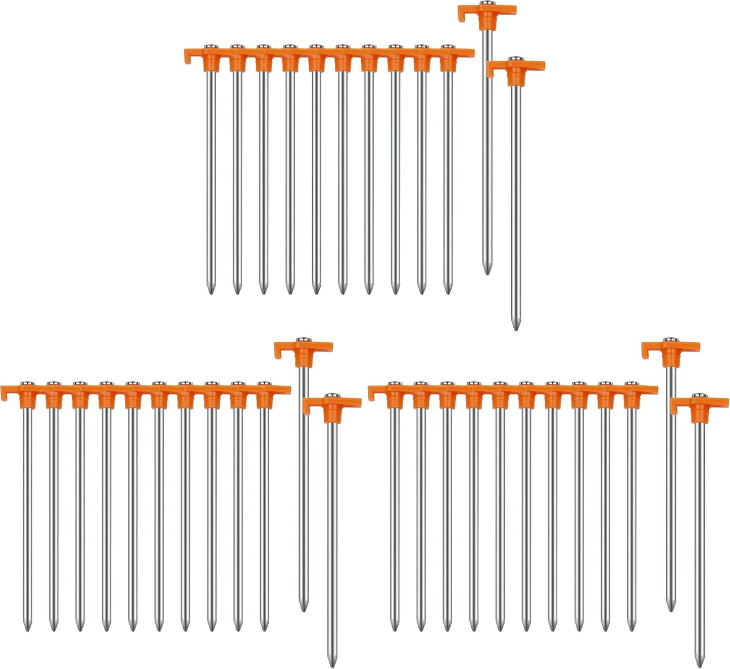 12 Pack Tent Stakes Heavy Duty Camping Stakes, 7.1inch Non-Rust Metal Tent Pegs with Storage Bag Ground Stakes Tent Spikes Camping,Garden,Hiking Orange (Orange 12pcs, 7.1IN)