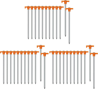 12 Pack Tent Stakes Heavy Duty Camping Stakes, 7.1inch Non-Rust Metal Tent Pegs with Storage Bag Ground Stakes Tent Spikes Camping,Garden,Hiking Orange (Orange 12pcs, 7.1IN)