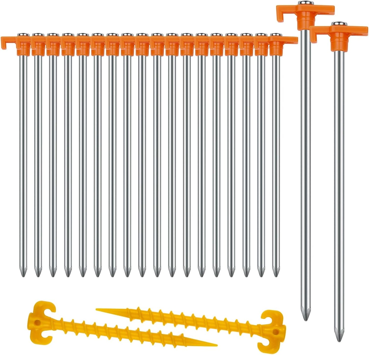 12 Pack Tent Stakes Heavy Duty Camping Stakes, 7.1inch Non-Rust Metal Tent Pegs with Storage Bag Ground Stakes Tent Spikes Camping,Garden,Hiking Orange (Orange 12pcs, 7.1IN)
