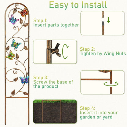 4 Pack Metal Garden Trellis for Climbing Plants,60x11 in,Butterfly