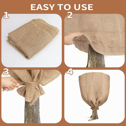 2 Pack 32" x 40" Burlap Winter Plant Cover Bags, Reusable Burlap Frost Cloth with Drawstring Plant Frost Protector Cloth Cold Tree Freeze Blanket for Outdoor Garden Plants Shrubs (32" x 40")