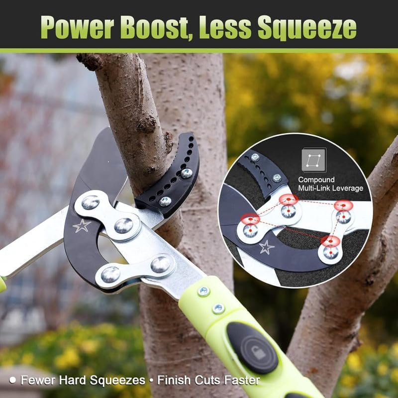 Heavy-Duty Extendable Anvil Lopper, 28"-41" Telescopic Tree Trimmer with Double Ratcheting Mechanism for 2" Branches