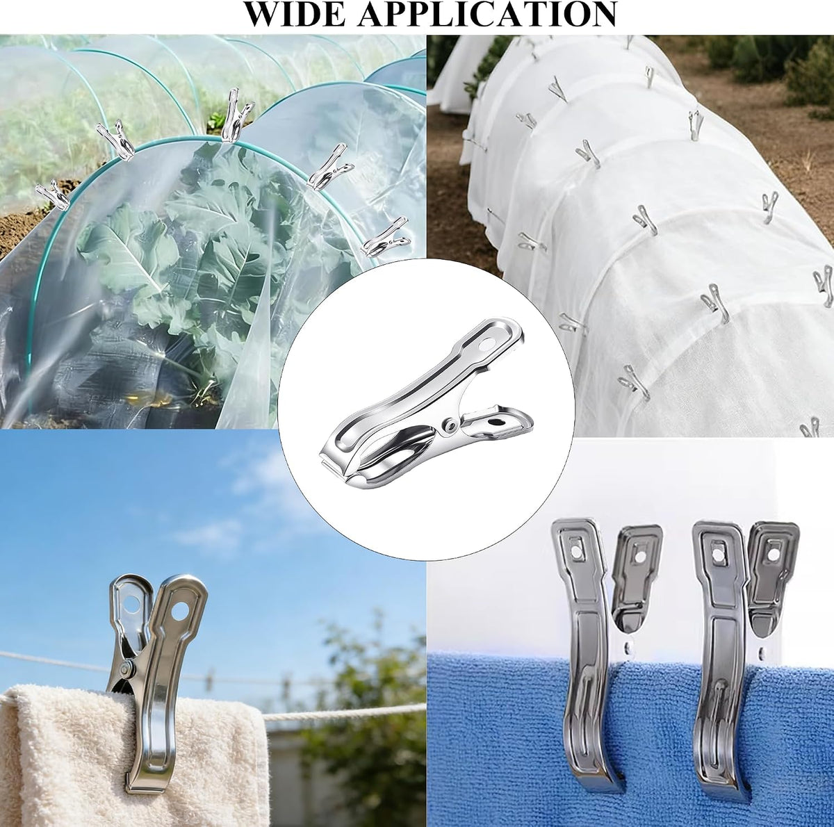 40 PCS Garden Clips for Plant Covers, 2.17inch Greenhouse Clamps Made of Stainless Steel,Row Cover Clips for Netting Have a Strong Grip to Hold Down,The Shade Cover on Garden Hoops or Greenhouse Hoops