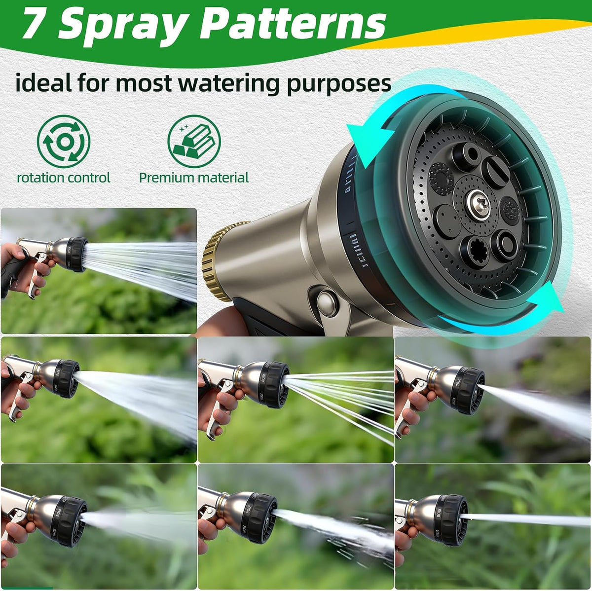 Metal Garden Hose Nozzle, Heavy Duty High Pressure Hand Sprayer