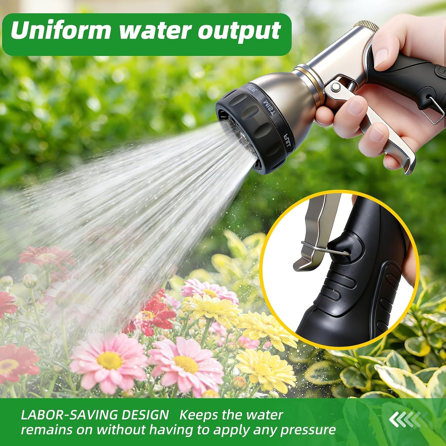 Metal Garden Hose Nozzle, Heavy Duty High Pressure Hand Sprayer