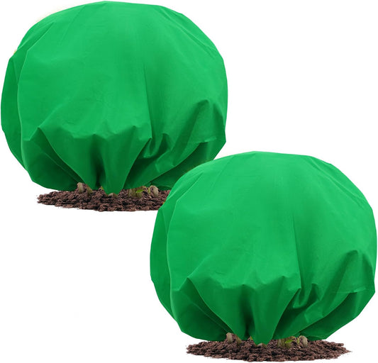 2PCS 8.1ft Dia. Round Winter Plant Covers Reusable Tree Freeze Protection with Drawstring Potted Plant Frost Blanket Outdoor Shrub Plant Cover for Winter Garden Potted Vegetable