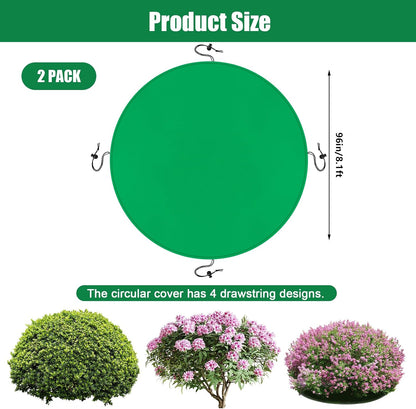 2PCS 8.1ft Dia. Round Winter Plant Covers Reusable Tree Freeze Protection with Drawstring Potted Plant Frost Blanket Outdoor Shrub Plant Cover for Winter Garden Potted Vegetable