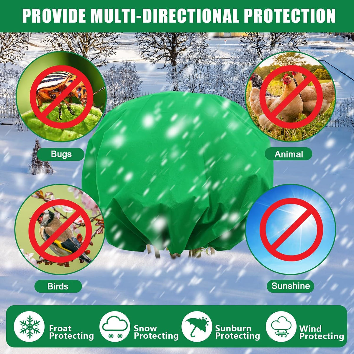 2PCS 8.1ft Dia. Round Winter Plant Covers Reusable Tree Freeze Protection with Drawstring Potted Plant Frost Blanket Outdoor Shrub Plant Cover for Winter Garden Potted Vegetable