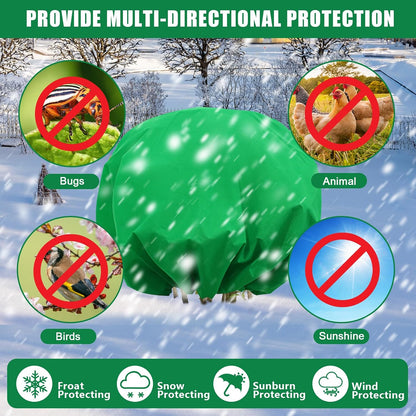 2PCS 8.1ft Dia. Round Winter Plant Covers Reusable Tree Freeze Protection with Drawstring Potted Plant Frost Blanket Outdoor Shrub Plant Cover for Winter Garden Potted Vegetable