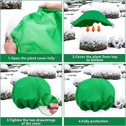 2PCS 8.1ft Dia. Round Winter Plant Covers Reusable Tree Freeze Protection with Drawstring Potted Plant Frost Blanket Outdoor Shrub Plant Cover for Winter Garden Potted Vegetable