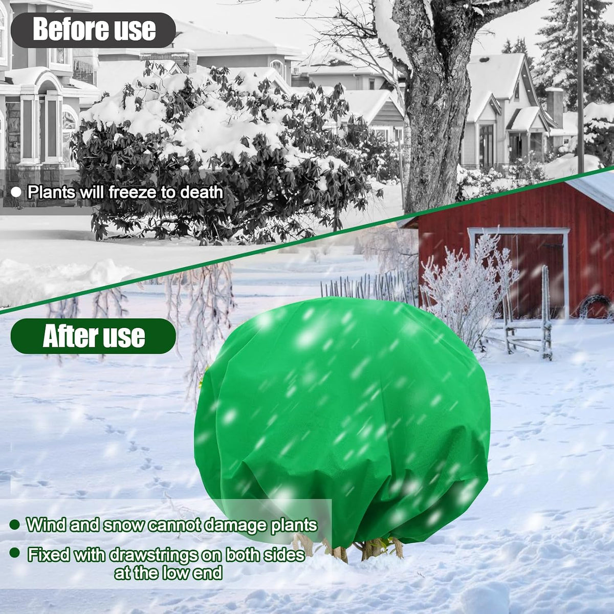 2PCS 8.1ft Dia. Round Winter Plant Covers Reusable Tree Freeze Protection with Drawstring Potted Plant Frost Blanket Outdoor Shrub Plant Cover for Winter Garden Potted Vegetable