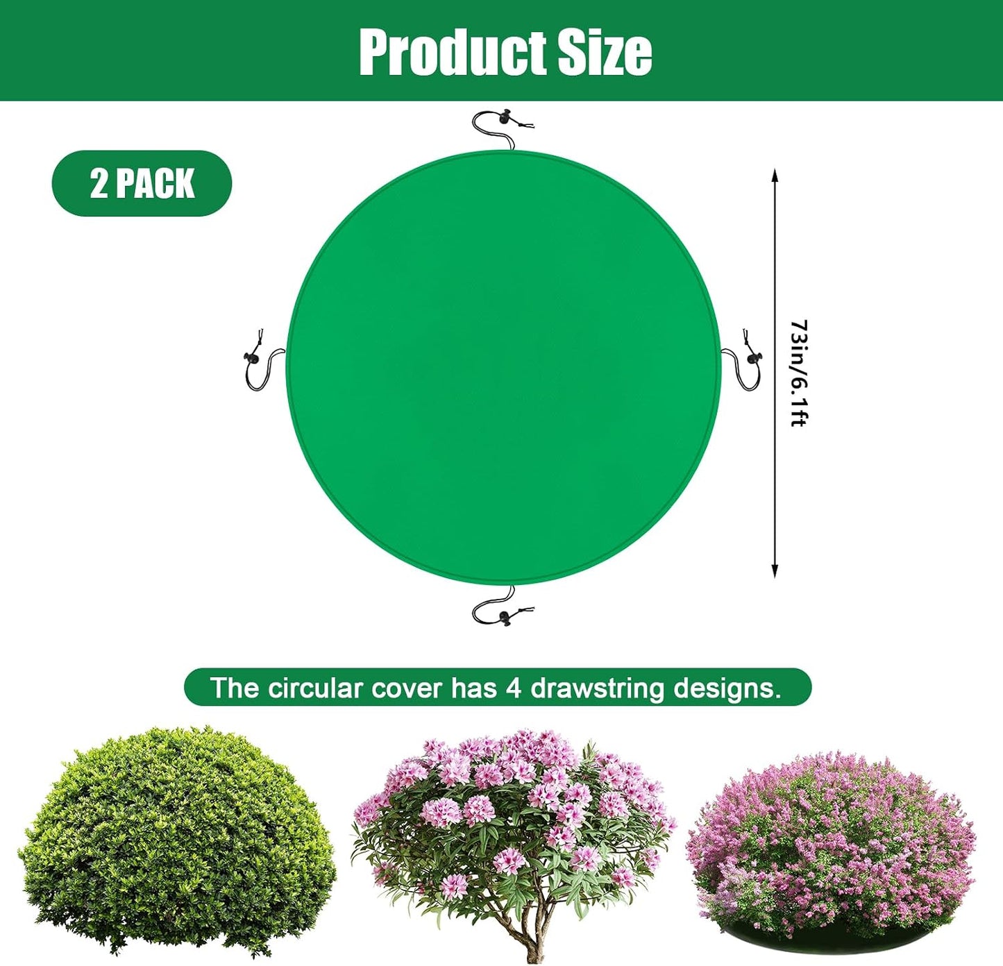 2PCS 8.1ft Dia. Round Winter Plant Covers Reusable Tree Freeze Protection with Drawstring Potted Plant Frost Blanket Outdoor Shrub Plant Cover for Winter Garden Potted Vegetable