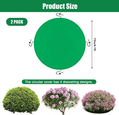 2PCS 8.1ft Dia. Round Winter Plant Covers Reusable Tree Freeze Protection with Drawstring Potted Plant Frost Blanket Outdoor Shrub Plant Cover for Winter Garden Potted Vegetable