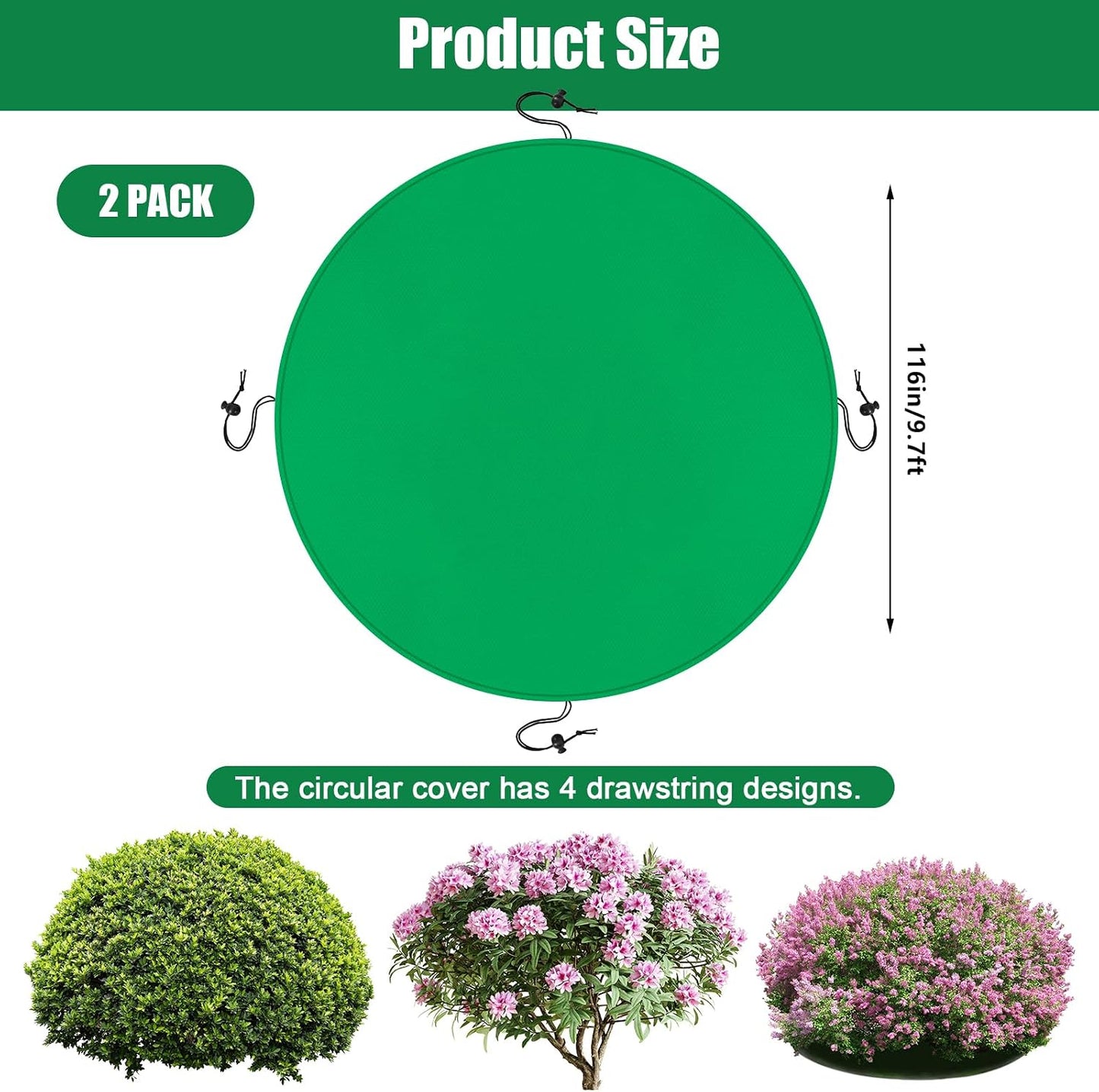 2PCS 8.1ft Dia. Round Winter Plant Covers Reusable Tree Freeze Protection with Drawstring Potted Plant Frost Blanket Outdoor Shrub Plant Cover for Winter Garden Potted Vegetable