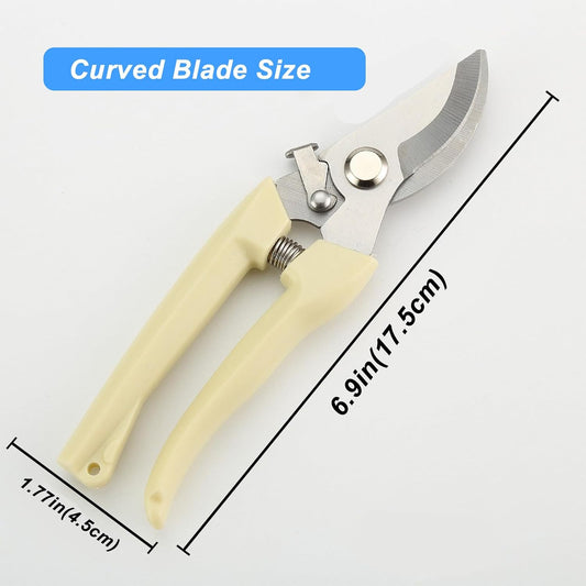 Pruning Shears, 2Pcs Pruning Shears for Gardening,Professional Garden Shears for Flowers, Bonsai and Fruits Picking (1pc Straight & 1pc Curved)