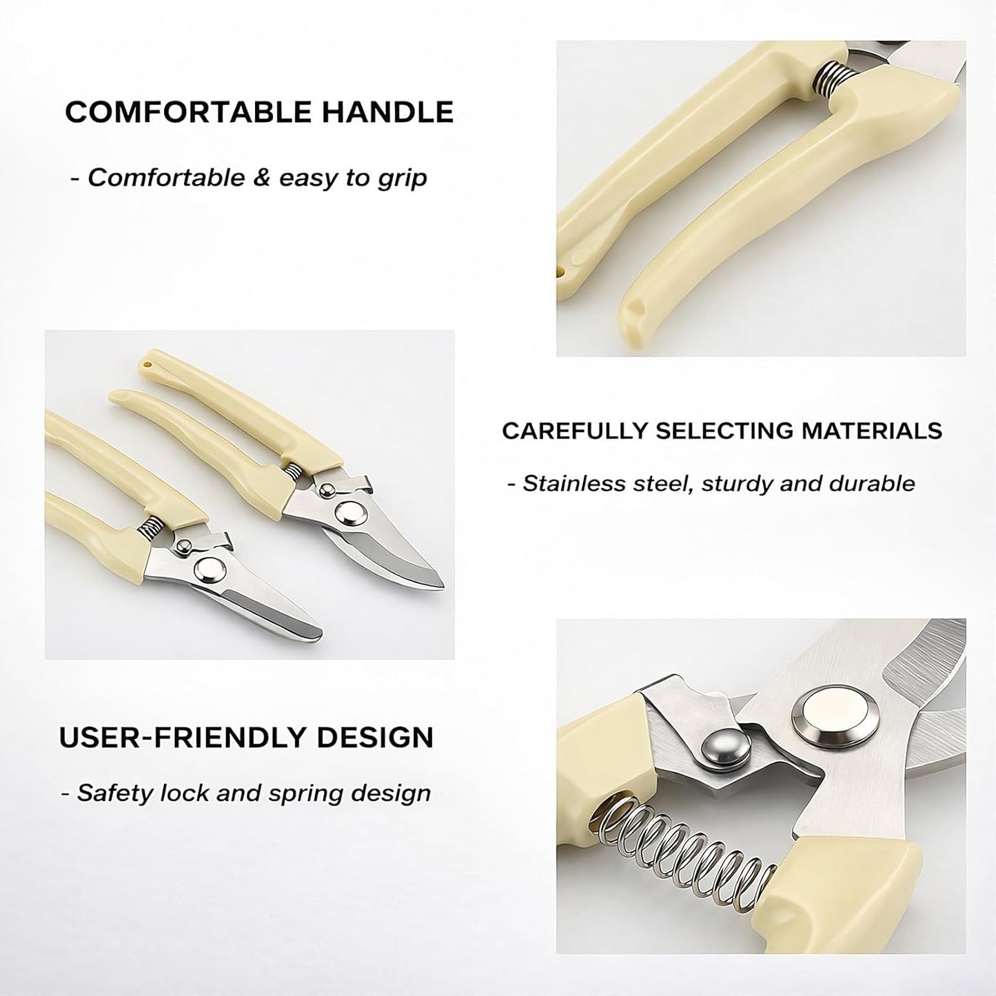 Pruning Shears, 2Pcs Pruning Shears for Gardening,Professional Garden Shears for Flowers, Bonsai and Fruits Picking (1pc Straight & 1pc Curved)