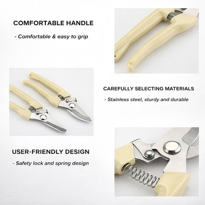 Pruning Shears, 2Pcs Pruning Shears for Gardening,Professional Garden Shears for Flowers, Bonsai and Fruits Picking (1pc Straight & 1pc Curved)
