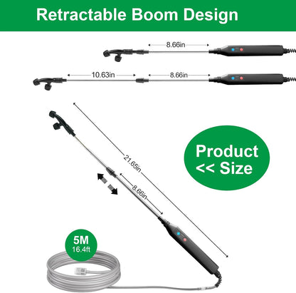 23.6" Battery Powered Sprayer Wand, 2025 Upgraded Electric Sprayer Telescopic Wand with 3 Spray Forces, Battery Indicator, 16.4FT Hose, 3 Mist Nozzles for Lawn and Garden