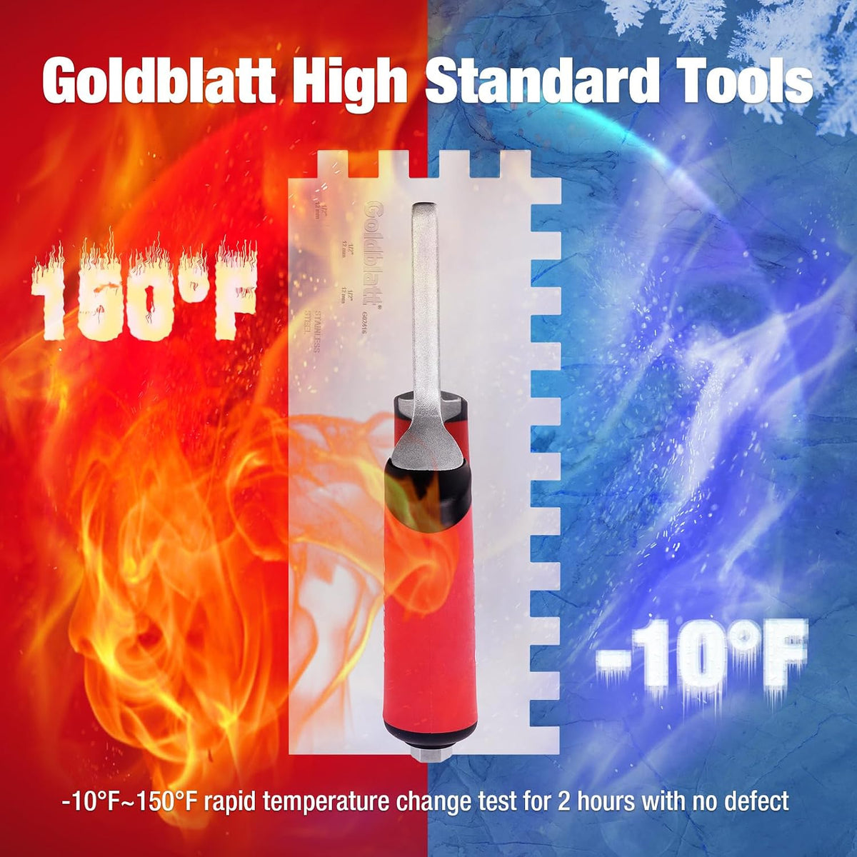 1/2'' x 1/2'' x 1/2'' Square-Notch Tile Trowel, 11'' x 4.5''