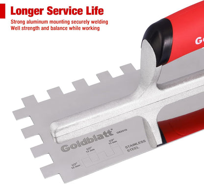 1/2'' x 1/2'' x 1/2'' Square-Notch Tile Trowel, 11'' x 4.5''