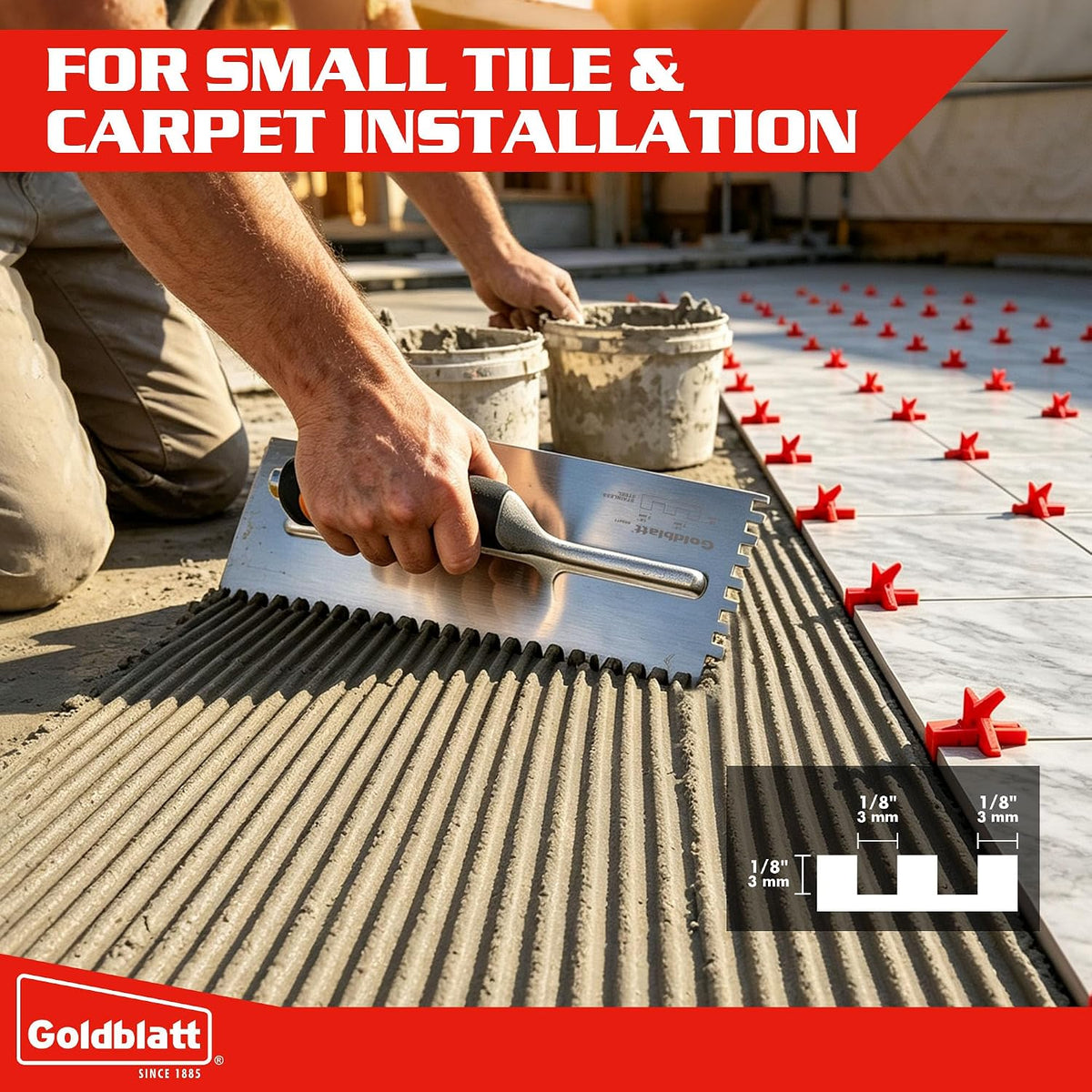 1/2'' x 1/2'' x 1/2'' Square-Notch Tile Trowel, 11'' x 4.5''