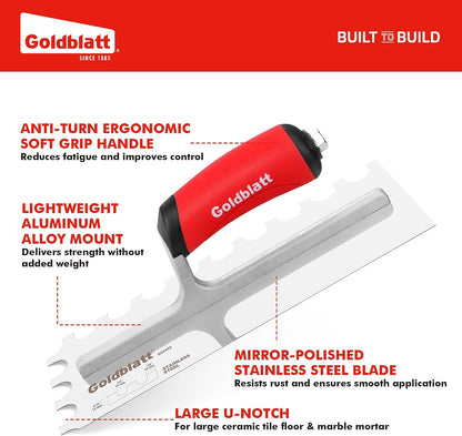 1/2'' x 1/2'' x 1/2'' Square-Notch Tile Trowel, 11'' x 4.5''