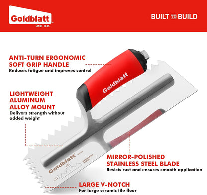 1/2'' x 1/2'' x 1/2'' Square-Notch Tile Trowel, 11'' x 4.5''