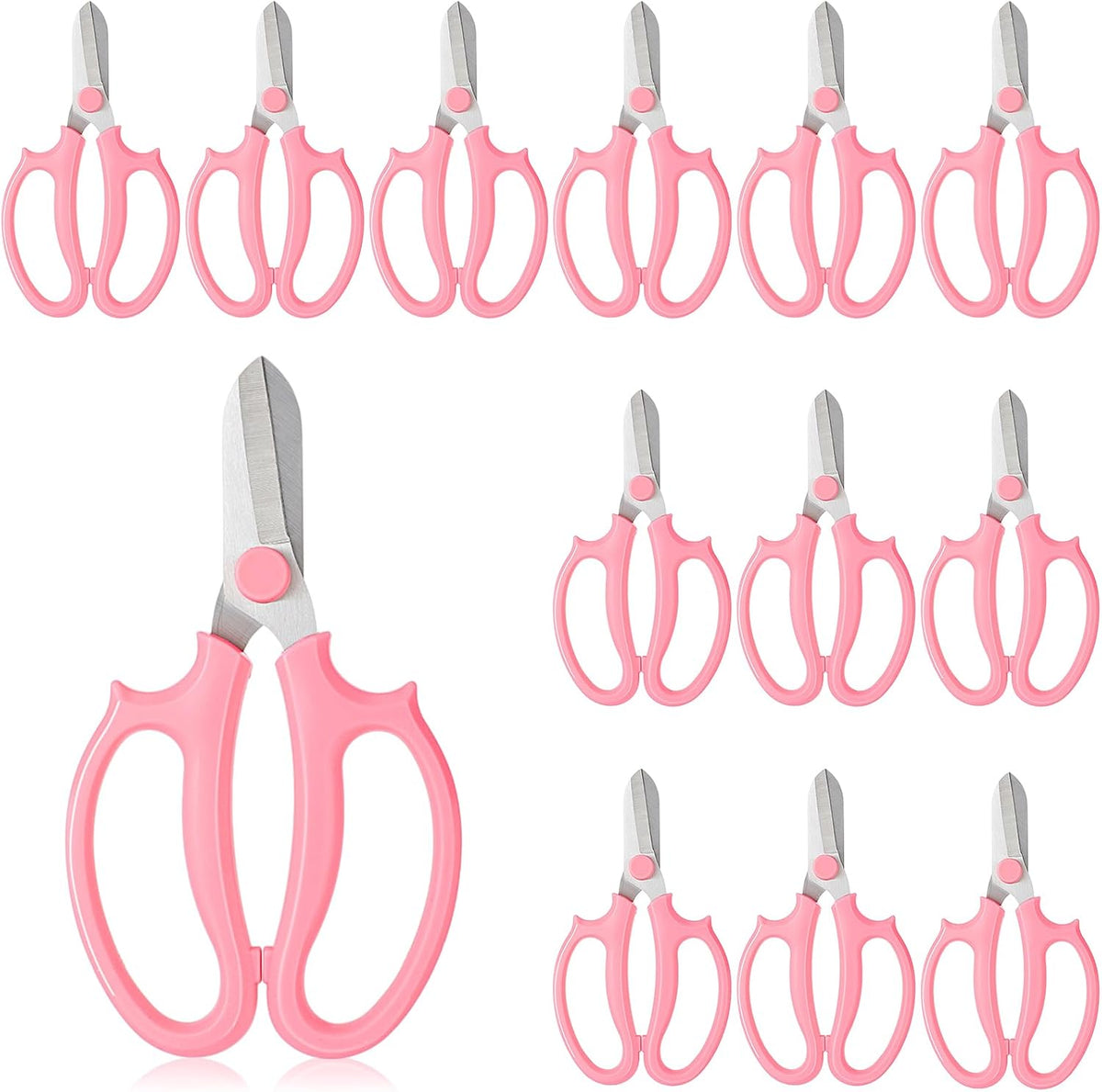 12Pcs Garden Shears Flower Scissors Flower Cutters for Stems Pruning Stainless Steel Floral Shears Floral Scissors with Comfortable Grip Handles for Fruit Picking Plant Stems Trimming (Pink)