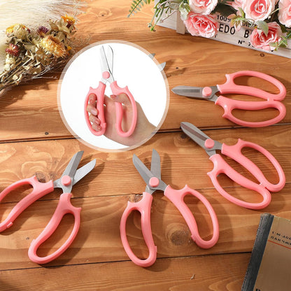 12Pcs Garden Shears Flower Scissors Flower Cutters for Stems Pruning Stainless Steel Floral Shears Floral Scissors with Comfortable Grip Handles for Fruit Picking Plant Stems Trimming (Pink)