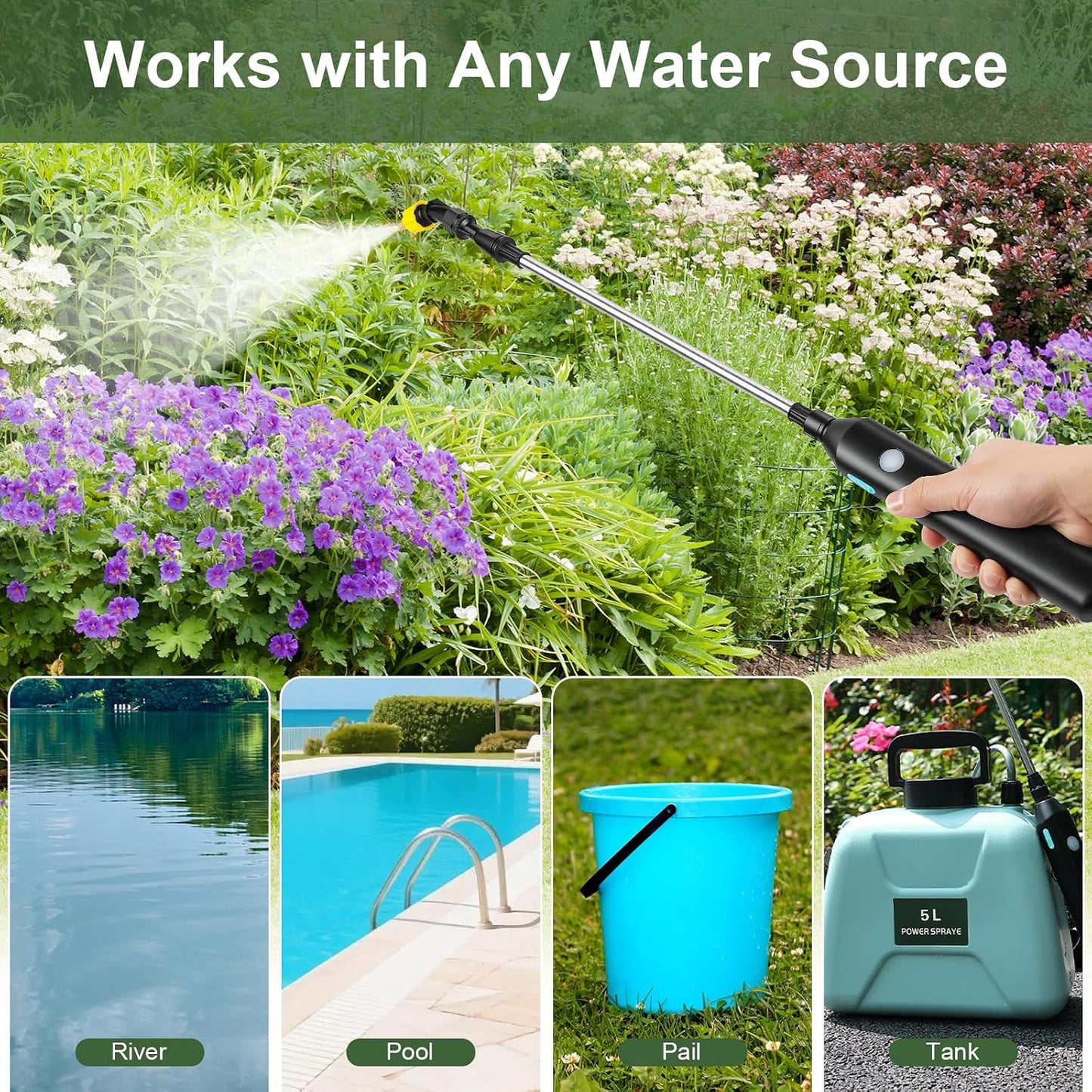 Battery Powered Sprayer Wand, Electric Garden Sprayer