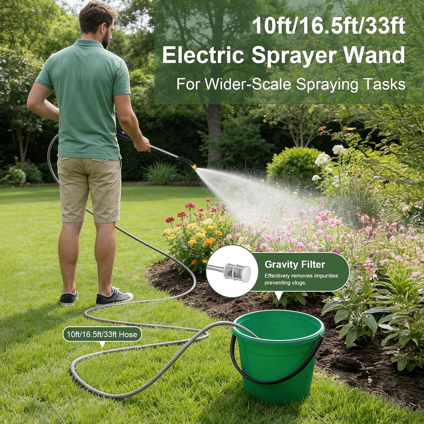 Battery Powered Sprayer Wand, Electric Garden Sprayer