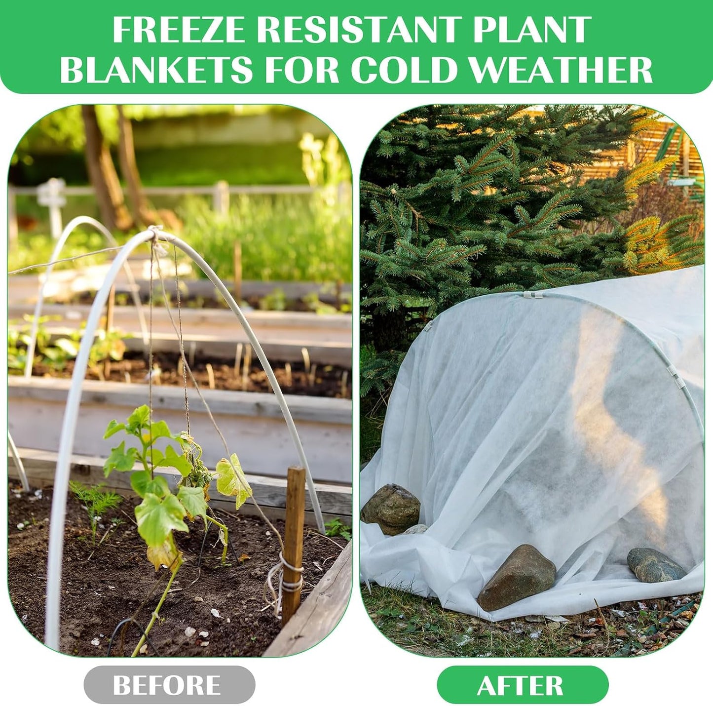 6 Pack Plant Covers Freeze Protection, 8 x 24ft Frost Blankets Cover for Plants, Plant Frost Protection Cover, Garden Netting for Winter, Floating Cover Frost Cloth, Freeze Protection Blankets