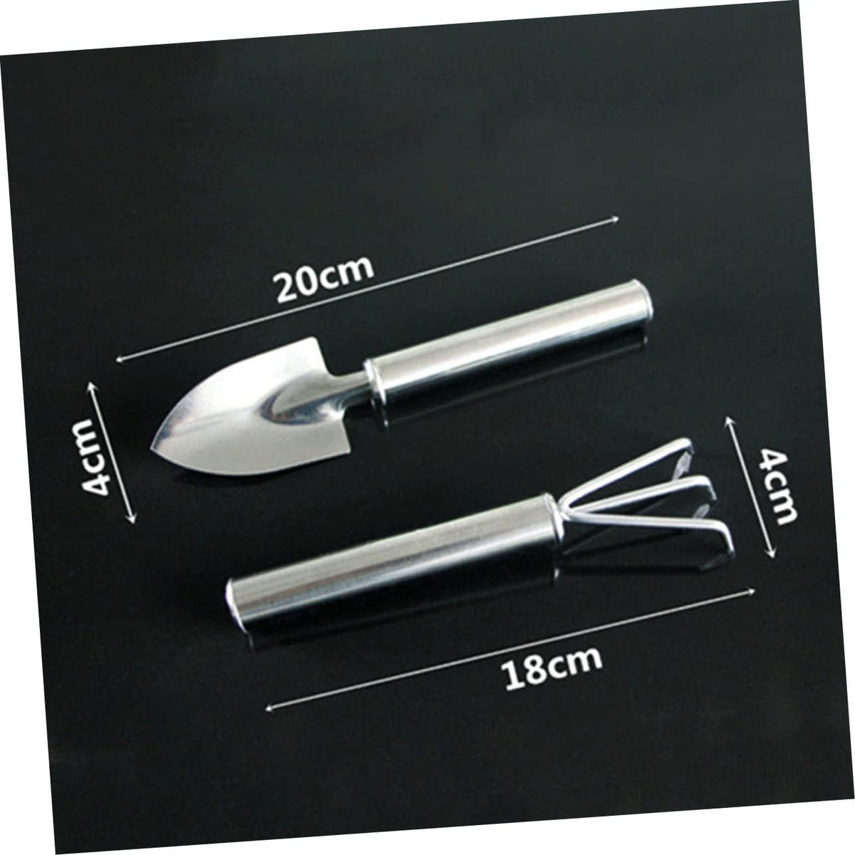 2pcs Set Garden Tool Set Gardening Planting Spades Shovel Tools Mini Transplant Plant Handheld Shovels Handle Spade Trowel Hand Succulent Landscaping Digging Rake Small Rake Silver