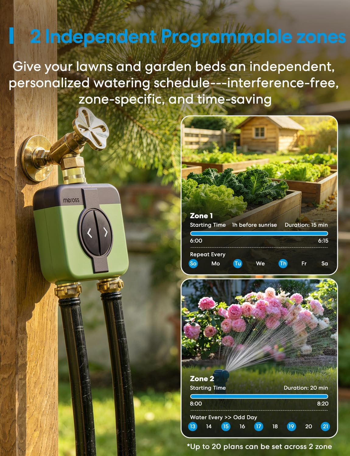 WiFi Water Timer for Garden Hose, Rain Skip, Remote Control, IP65