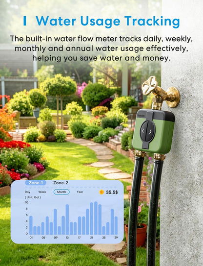 WiFi Water Timer for Garden Hose, Rain Skip, Remote Control, IP65