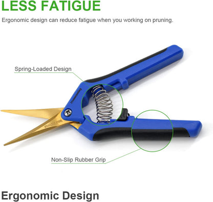 12 Packs Garden Pruning Shears with Curved Blades Trimming Scissors, Gardening Hand Pruning Snips Titanium Coated Precision Bonsai Pruning Shears, Convenient Flower Cutters(Blue)