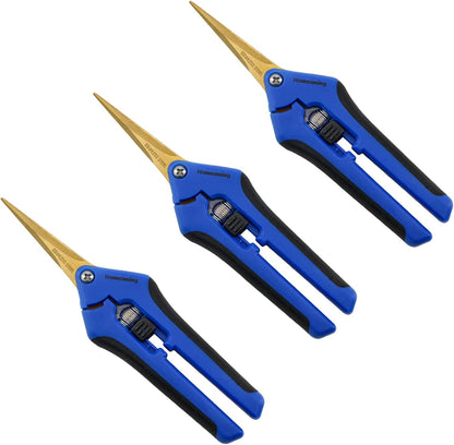 12 Packs Garden Pruning Shears with Curved Blades Trimming Scissors, Gardening Hand Pruning Snips Titanium Coated Precision Bonsai Pruning Shears, Convenient Flower Cutters(Blue)