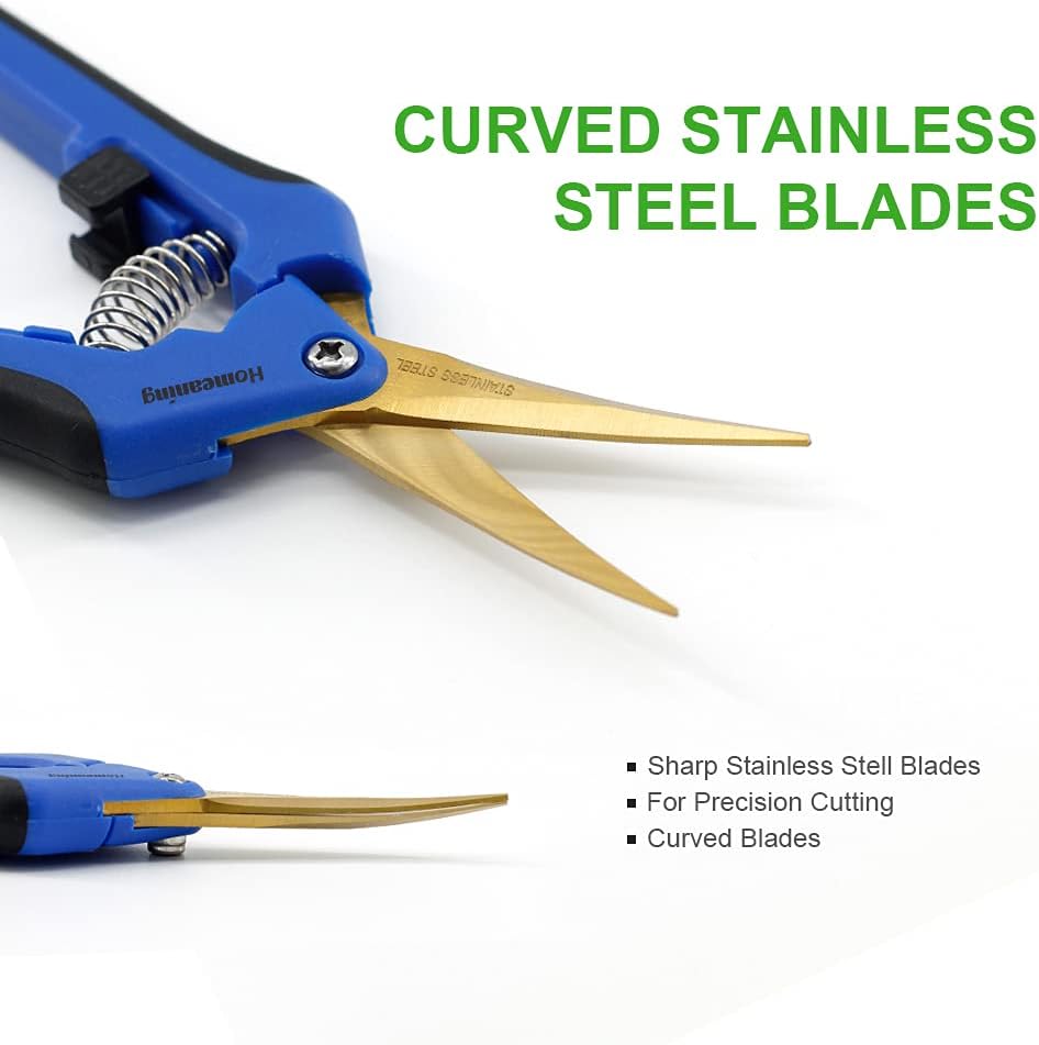 12 Packs Garden Pruning Shears with Curved Blades Trimming Scissors, Gardening Hand Pruning Snips Titanium Coated Precision Bonsai Pruning Shears, Convenient Flower Cutters(Blue)