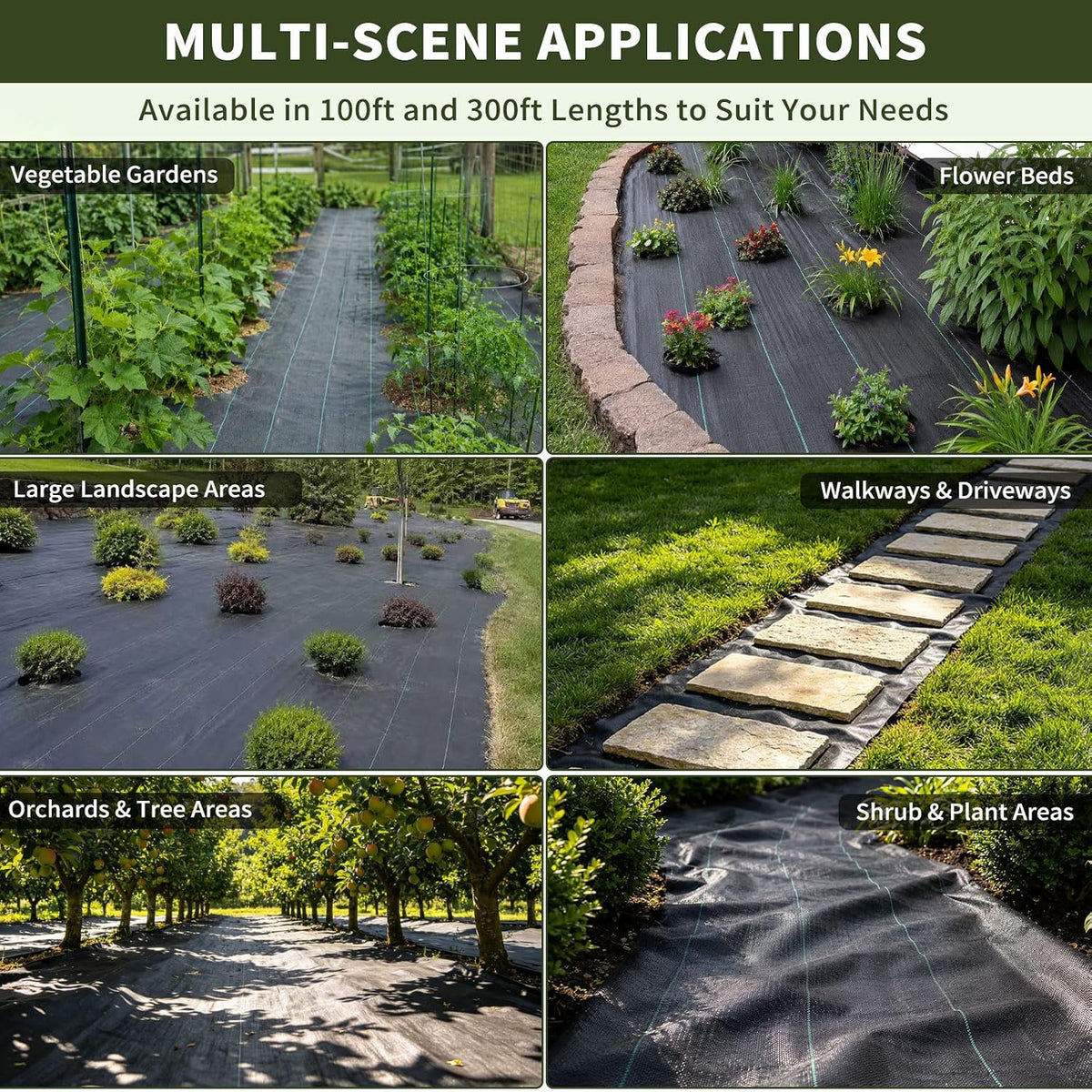 3ft x 300ft Weed Barrier Fabric, Heavy Duty Landscape Fabric, 3.2oz Weed Control Fabric, Tear-Resistant Weed Blocker Ground Cover for Garden, Gravel, Driveway, Flower Bed