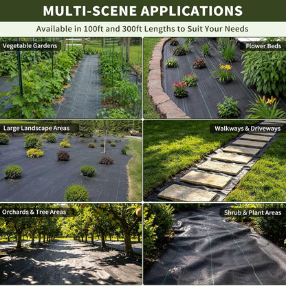 3ft x 300ft Weed Barrier Fabric, Heavy Duty Landscape Fabric, 3.2oz Weed Control Fabric, Tear-Resistant Weed Blocker Ground Cover for Garden, Gravel, Driveway, Flower Bed
