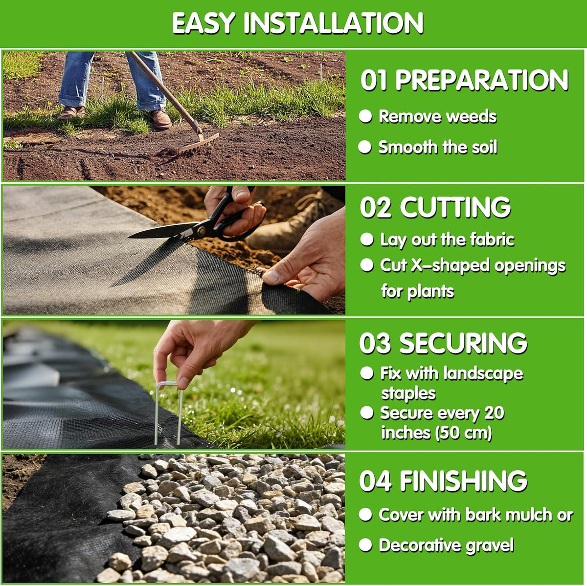3ft x 300ft Weed Barrier Fabric, Heavy Duty Landscape Fabric, 3.2oz Weed Control Fabric, Tear-Resistant Weed Blocker Ground Cover for Garden, Gravel, Driveway, Flower Bed