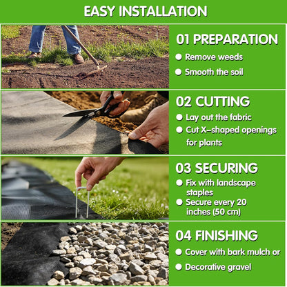 3ft x 300ft Weed Barrier Fabric, Heavy Duty Landscape Fabric, 3.2oz Weed Control Fabric, Tear-Resistant Weed Blocker Ground Cover for Garden, Gravel, Driveway, Flower Bed