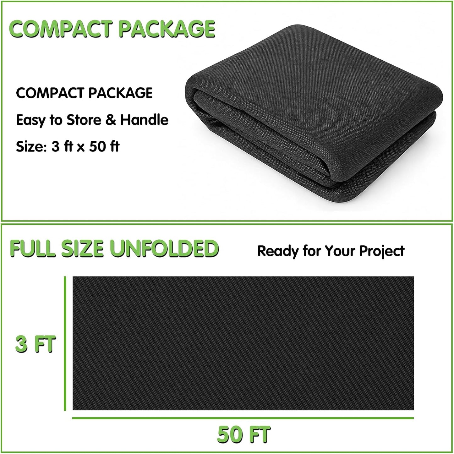 3ft x 300ft Weed Barrier Fabric, Heavy Duty Landscape Fabric, 3.2oz Weed Control Fabric, Tear-Resistant Weed Blocker Ground Cover for Garden, Gravel, Driveway, Flower Bed