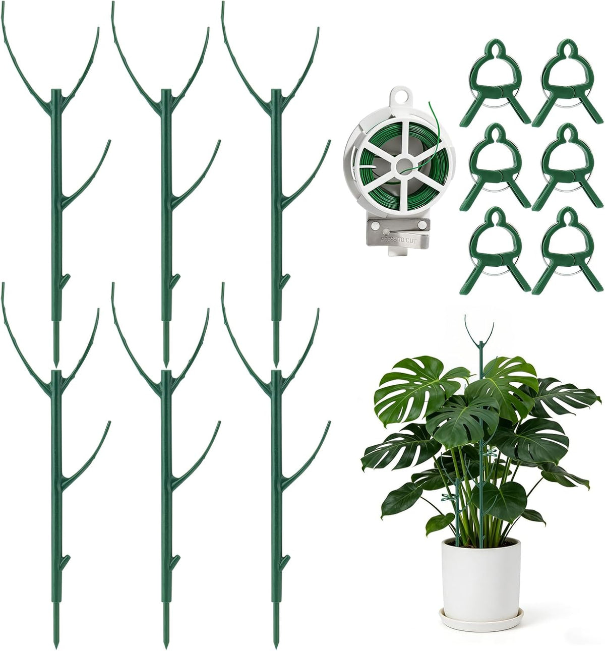 15Pack Monstera Plant Support for Indoor & Outdoor Plants with Clips & Ties