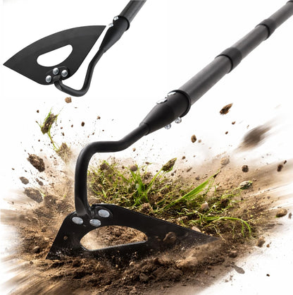 Garden Hoe Weeder Removal - Heavy Duty Weed Hoes for Gardening,55" Stand Up Long Handle, Sharp Hollow Blade,Push Pull Hand Weeding Tool for Garden Bed, Yard,Lawn Landscaping
