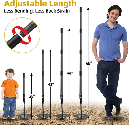 Garden Hoe Weeder Removal - Heavy Duty Weed Hoes for Gardening,55" Stand Up Long Handle, Sharp Hollow Blade,Push Pull Hand Weeding Tool for Garden Bed, Yard,Lawn Landscaping