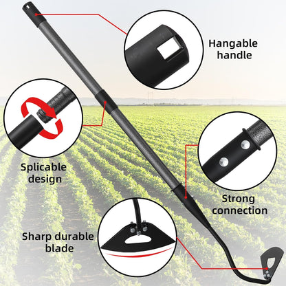 Garden Hoe Weeder Removal - Heavy Duty Weed Hoes for Gardening,55" Stand Up Long Handle, Sharp Hollow Blade,Push Pull Hand Weeding Tool for Garden Bed, Yard,Lawn Landscaping