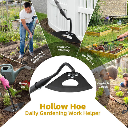 Garden Hoe Weeder Removal - Heavy Duty Weed Hoes for Gardening,55" Stand Up Long Handle, Sharp Hollow Blade,Push Pull Hand Weeding Tool for Garden Bed, Yard,Lawn Landscaping
